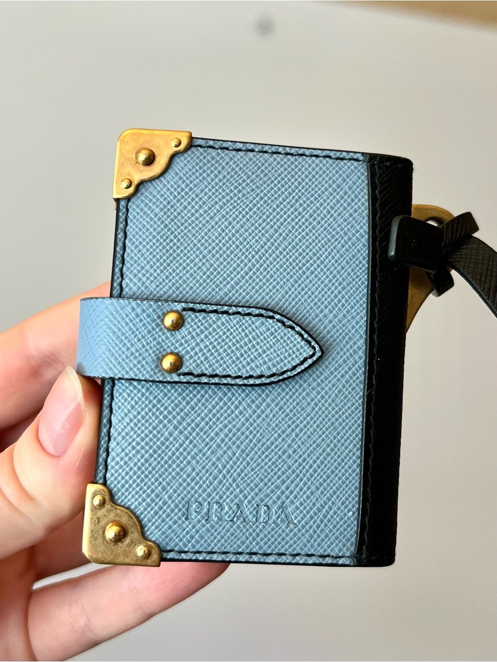 PRADA Studded Bag Charm Type Book Motif Memo Pad Light Blue - Picture 6 of 7